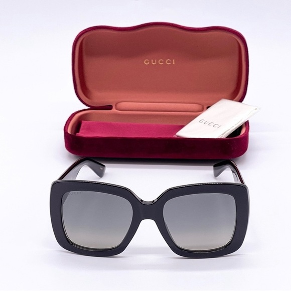 New Authentic GUCCI Gradient Grey Square Ladies Sunglasses GG0141SN 001 53 - Picture 2 of 11